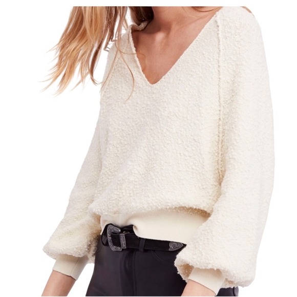 Free People Sweaters - Free People‎ Sweater Women Small Found My Friend Textured V Neck Balloon Sleeve